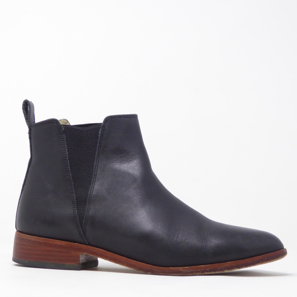 Nisolo Womens Chelsea Boots Black Leather Pointed Toe Ankle Booties 7.5